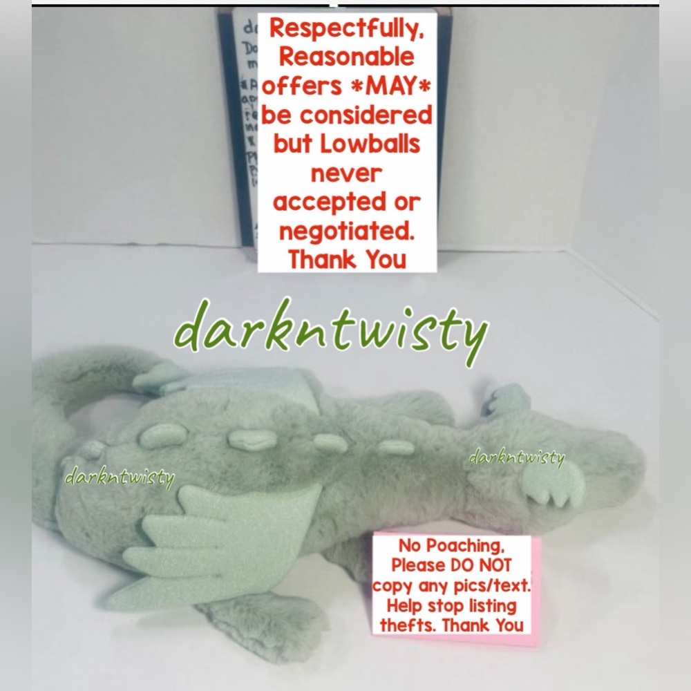 RETIRED FIRST EDITION ORIGINAL BNWT JELLYCAT SAGE DRAGON Large/med 20”-27” apprx - Picture 3 of 12